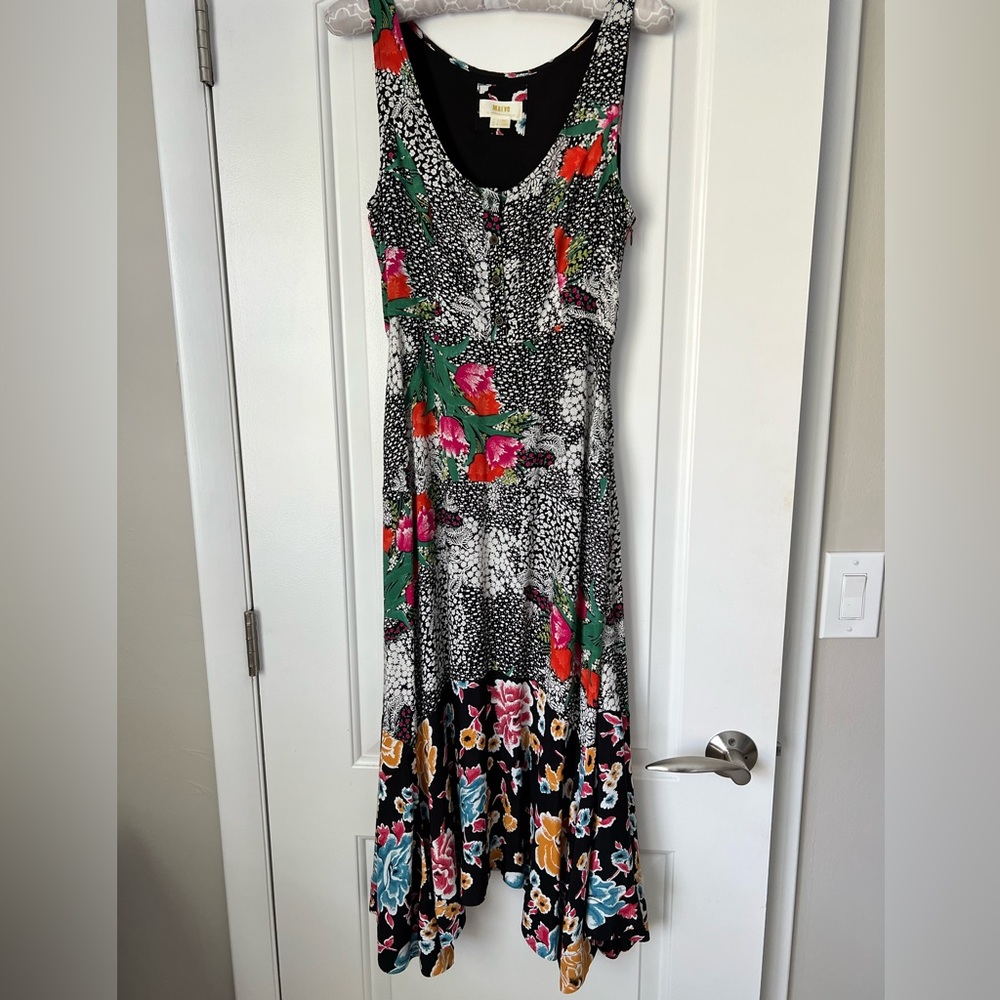 Maeve by Anthropology dress, worn twice, side zipper with biased midi hem